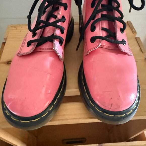 Dr. Martens Womens Size 7 Pink Patent Leather 1460 Lace-Up Ankle Combat Boots - Picture 13 of 16